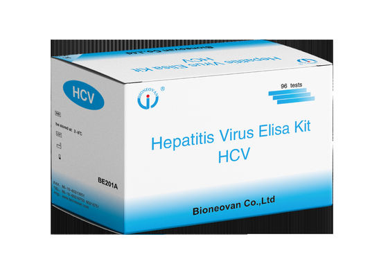 Kit di prova Elisa anti-HCV ad alta specificità per 96 test e tempo di analisi di 1,5-3 ore